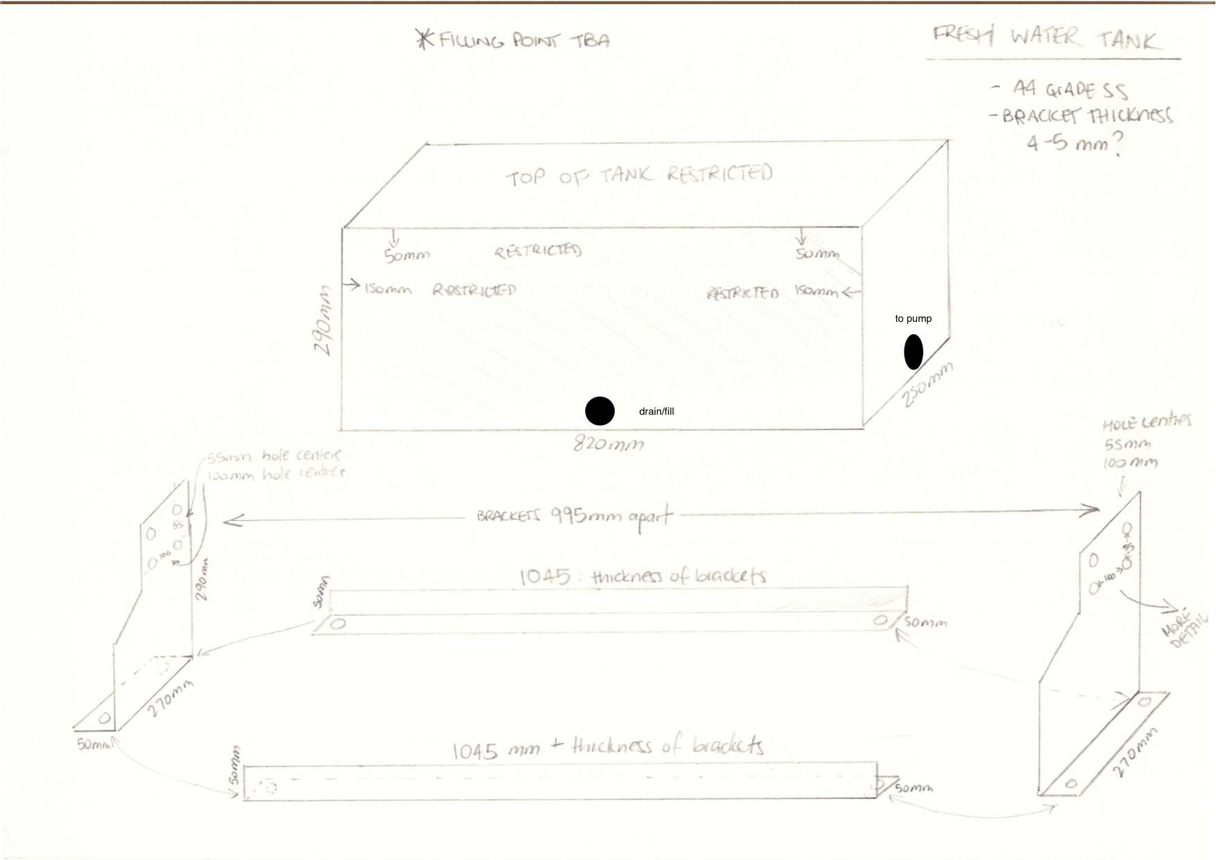 Fresh water tank design